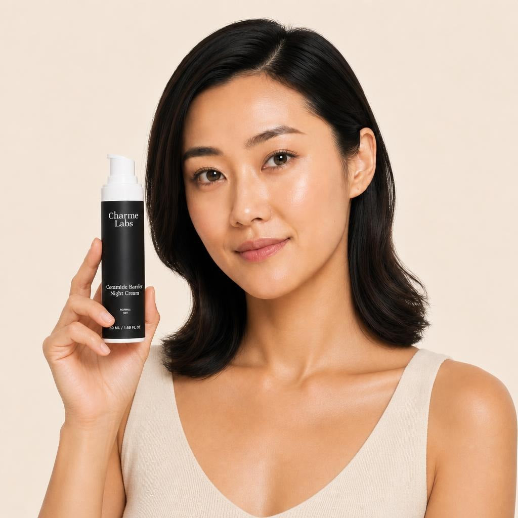 ceramide-barrier-night-cream held by model
