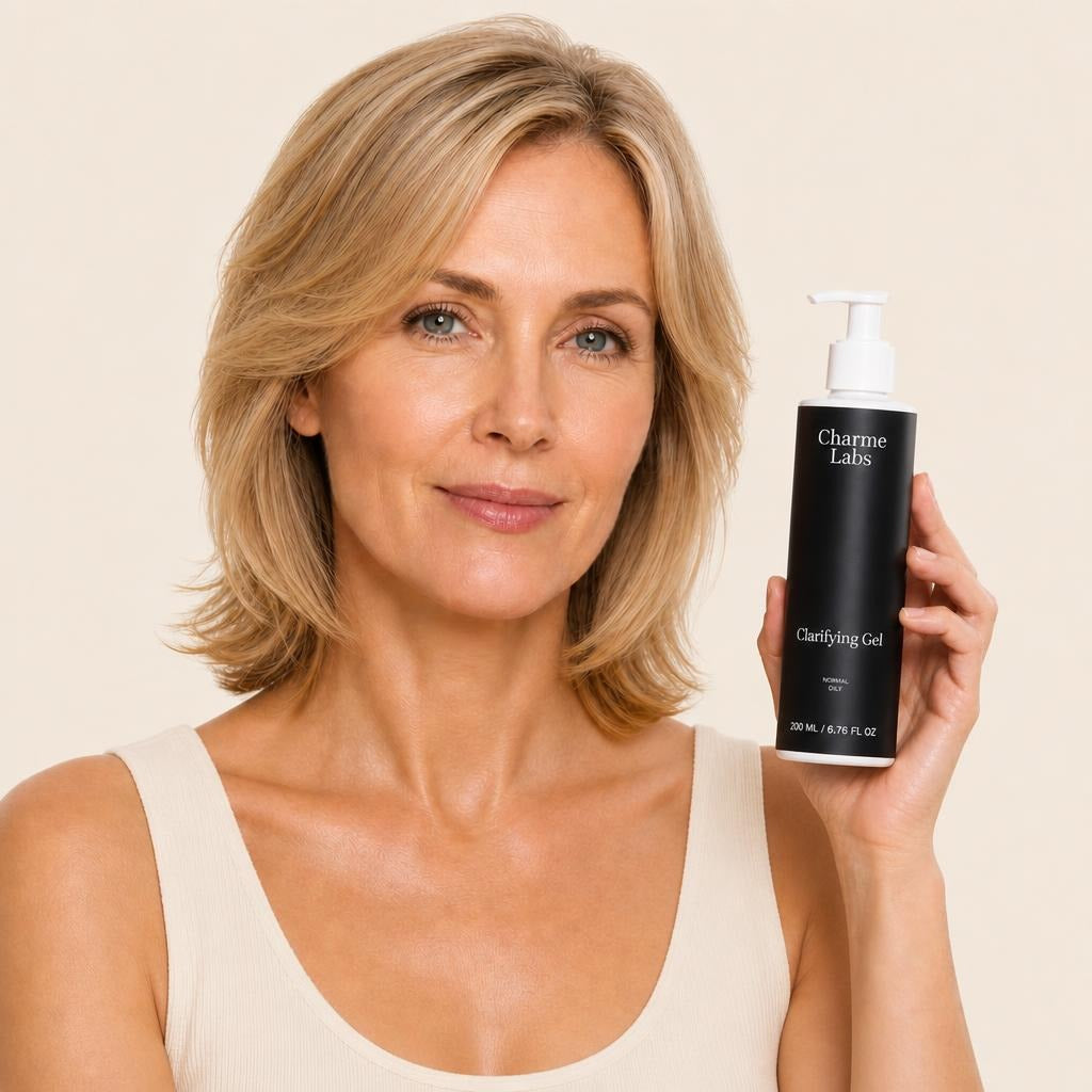 clarifying-gel held by model