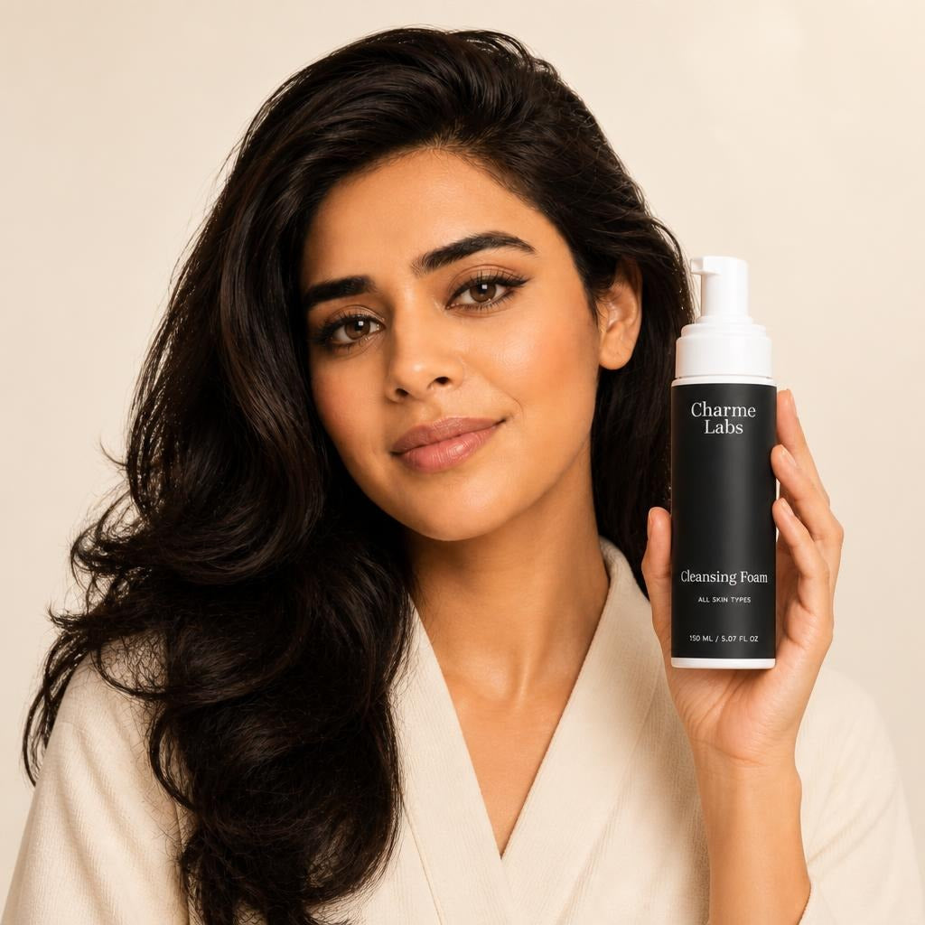 cleansing-foam held by model