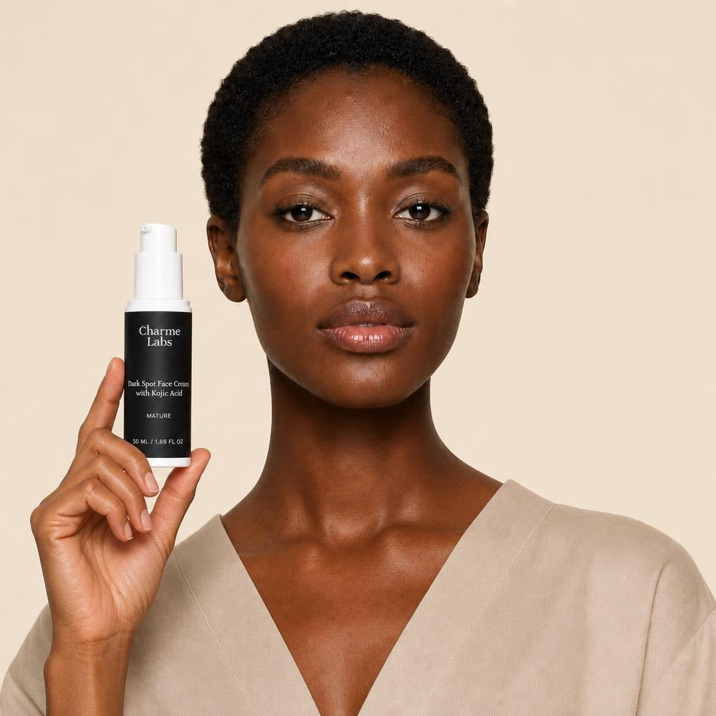 dark-spot-face-cream-with-kojic-acid held by model