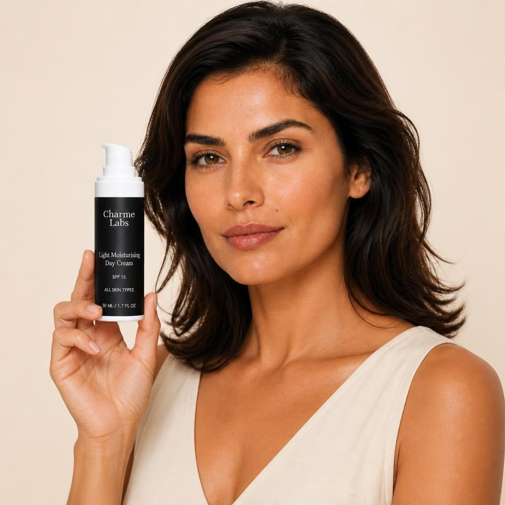 light-moisturising-day-cream held by model