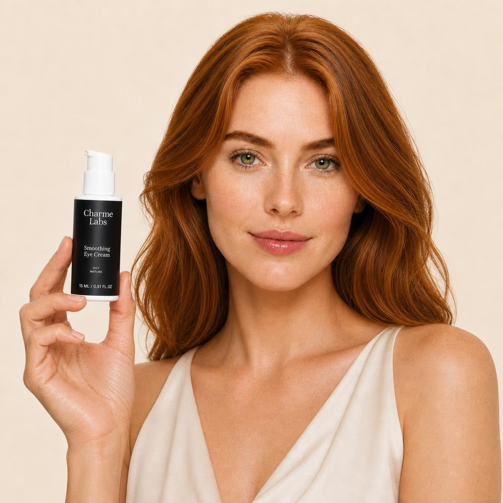 smoothing-eye-cream held by model